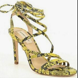 Antonio Melani Vaylyn Snake Print Yellow Lace Up Heels Size 10